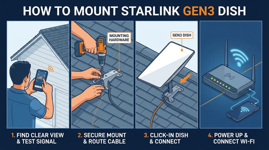 How to mount Starlink Gen3 dish
