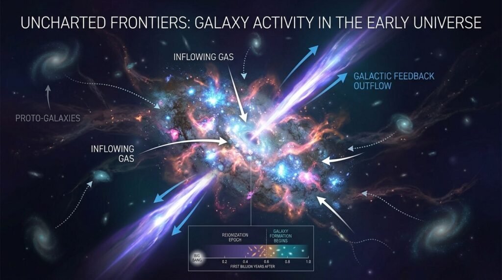 Early Universe Galaxy Activity Analyzed: 2026 Breakthrough — illustration for early universe galaxy activity
