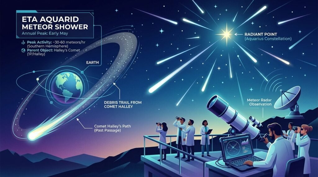 Will 2026's Moon Glare Ruin Eta Aquarid Meteor Shower? — illustration for Eta Aquarid meteor shower