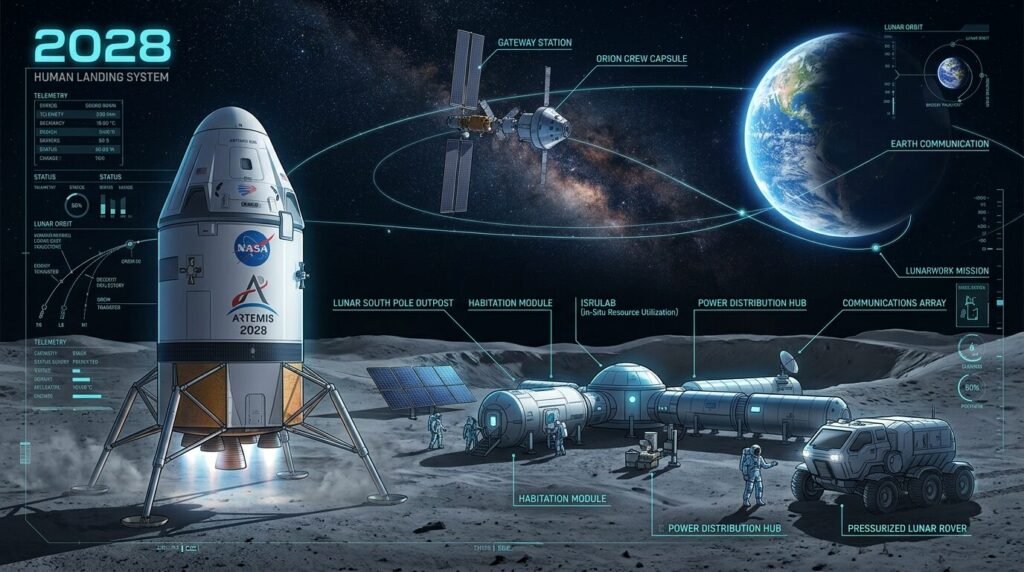 NASA Moon Mission 2028: SpaceX Starship vs. Blue Origin? — illustration for NASA moon mission 2028