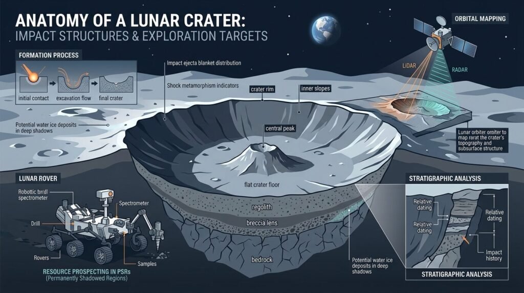 Bizarre Asteroid Impact: Moon Crater Mystery Solved (2026) — illustration for moon crater