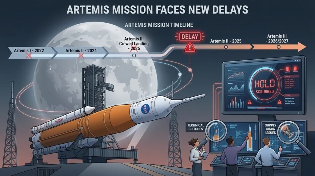 Artemis Mission Delayed Again: 2026 Launch Uncertain? — illustration for Artemis mission delayed again