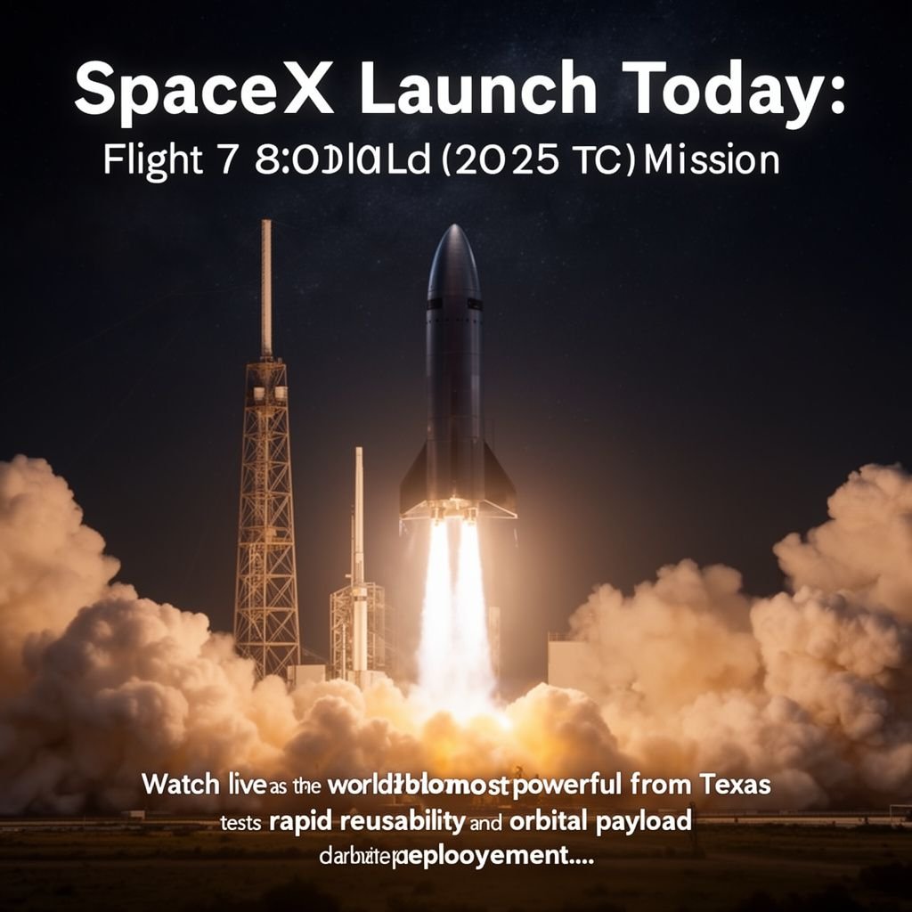 SpaceX Starship Launch Today: Flight 7 Scheduled for April 2025 Test Mission